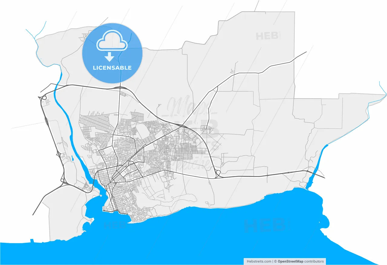 San Pedro de Macorís, San Pedro de Macorís, Dominican Republic, high resolution vector map - Instant download PDF and JPG
