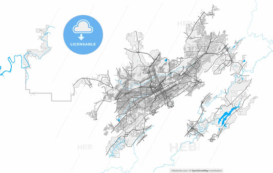 Birmingham, Alabama, United States, high resolution vector map - Instant download PDF and JPG