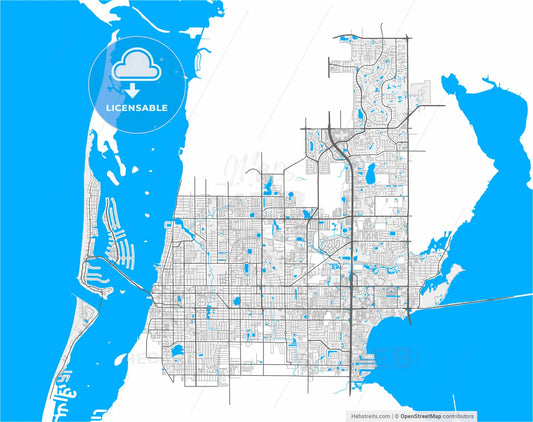 Clearwater, Florida, United States, high resolution vector map - Instant download PDF and JPG