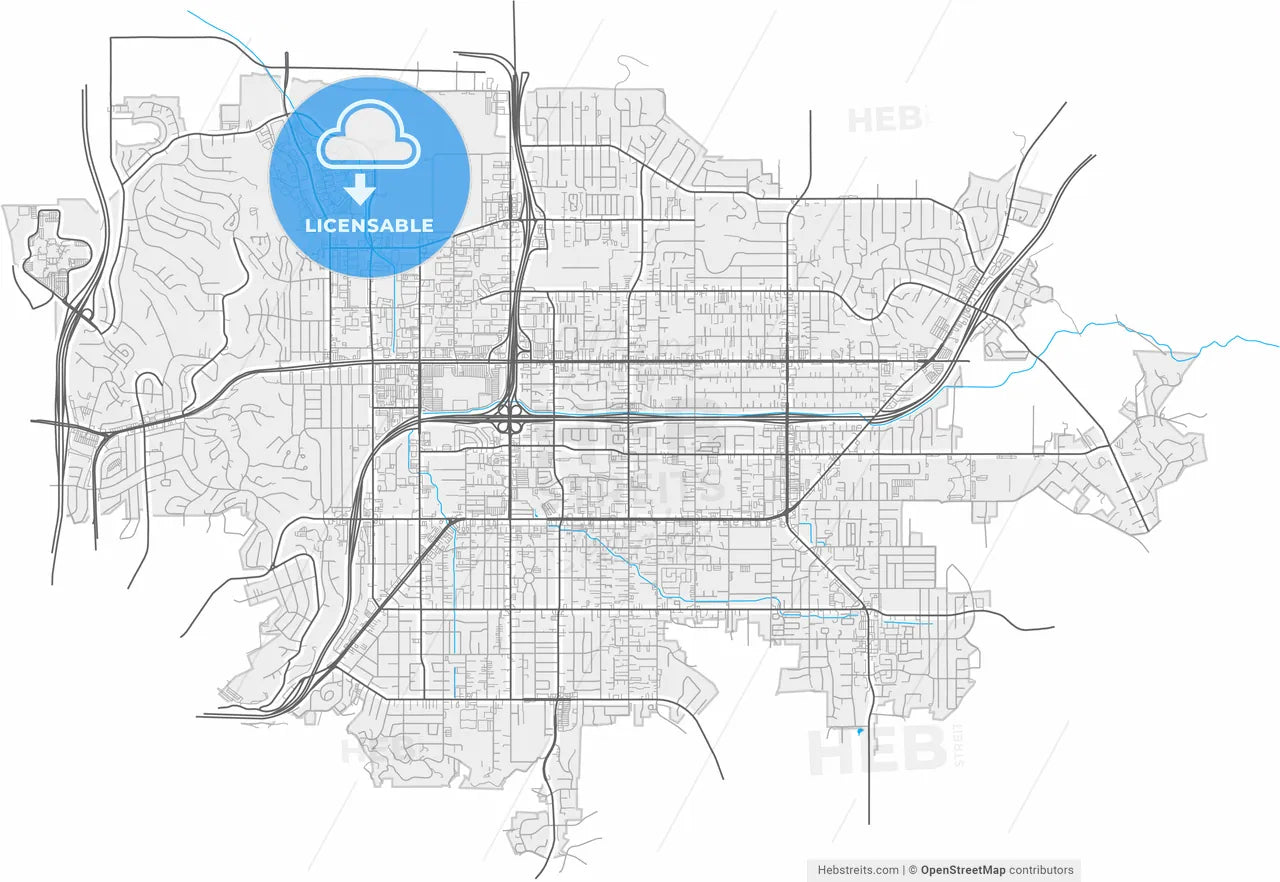 El Cajon, California, United States, high resolution vector map - Instant download PDF and JPG