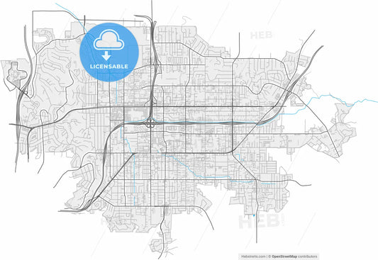 El Cajon, California, United States, high resolution vector map - Instant download PDF and JPG