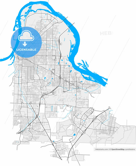 Fort Smith, Arkansas, United States, high resolution vector map - Instant download PDF and JPG