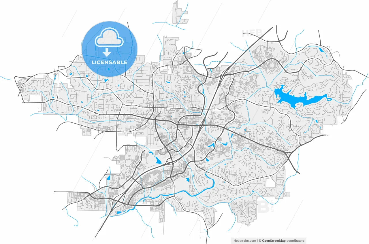 Alpharetta, Georgia, United States, high resolution vector map - Instant download PDF and JPG