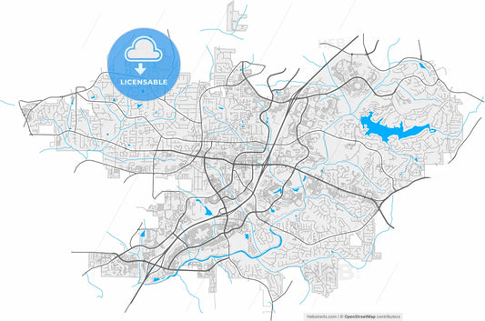 Alpharetta, Georgia, United States, high resolution vector map - Instant download PDF and JPG
