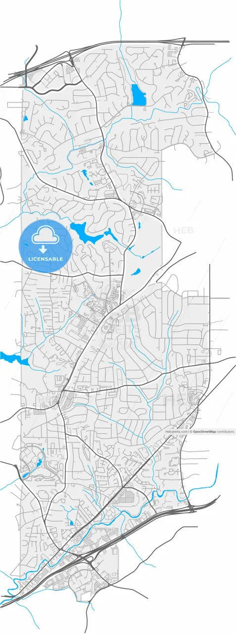 Brookhaven, Georgia, United States, high resolution vector map - Instant download PDF and JPG