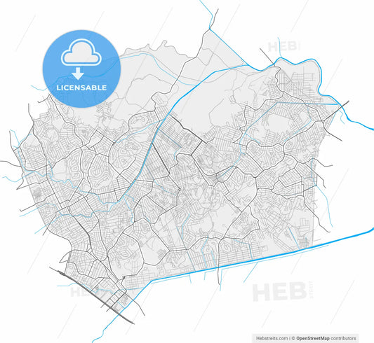 Belford Roxo, Brazil, high resolution vector map - Instant download PDF and JPG