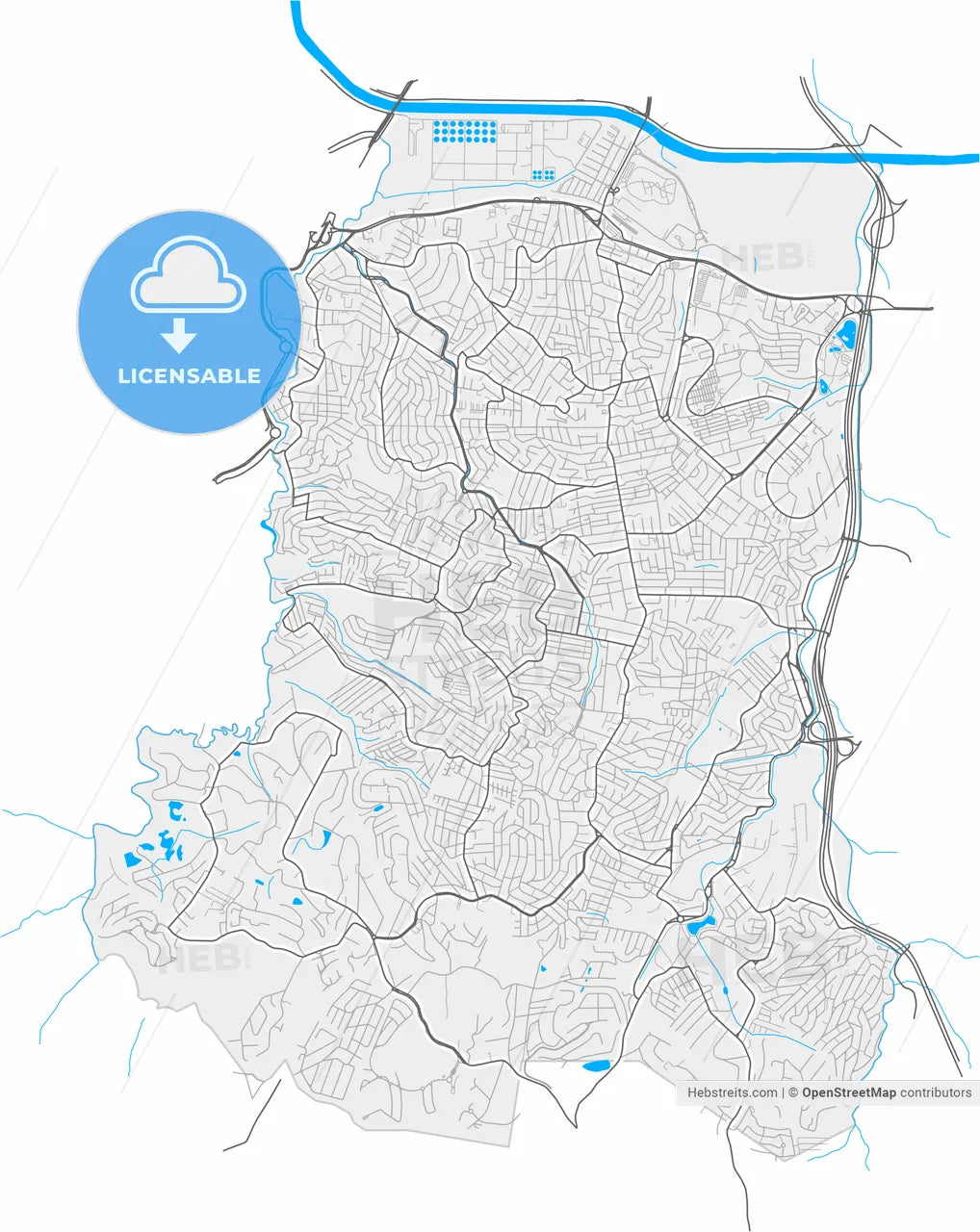 Carapicuiba, Brazil, high resolution vector map - Instant download PDF and JPG