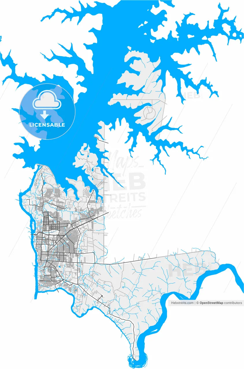 Foz do Iguacu, Brazil, high resolution vector map - Instant download PDF and JPG