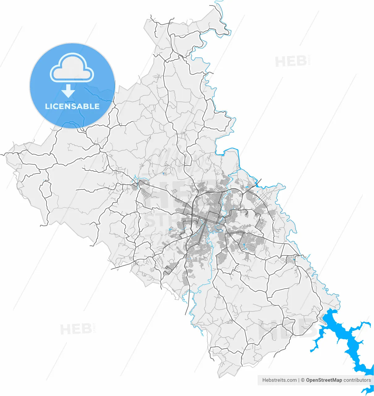 Divinopolis, Brazil, high resolution vector map - Instant download PDF and JPG
