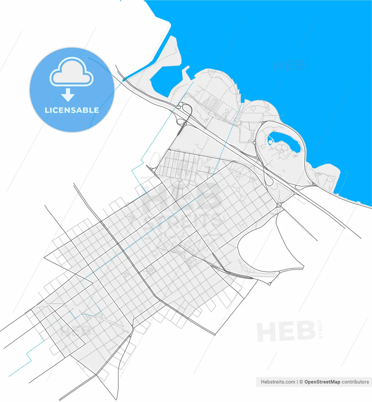 Belgrano, Argentina, high resolution vector map - Instant download PDF and JPG