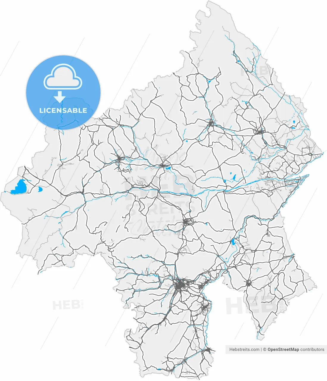 Chifeng, Inner Mongolia, China, high resolution vector map - Instant download PDF and JPG