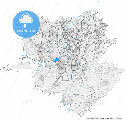 Yerevan, Armenia, high resolution vector map - Instant download PDF and JPG