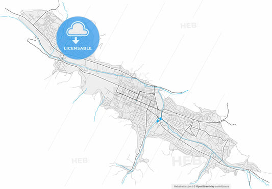 Vanadzor, Lori, Armenia, high resolution vector map - Instant download PDF and JPG