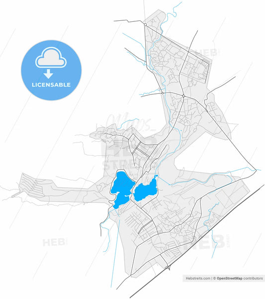 Hrazdan, Kotayk, Armenia, high resolution vector map - Instant download PDF and JPG