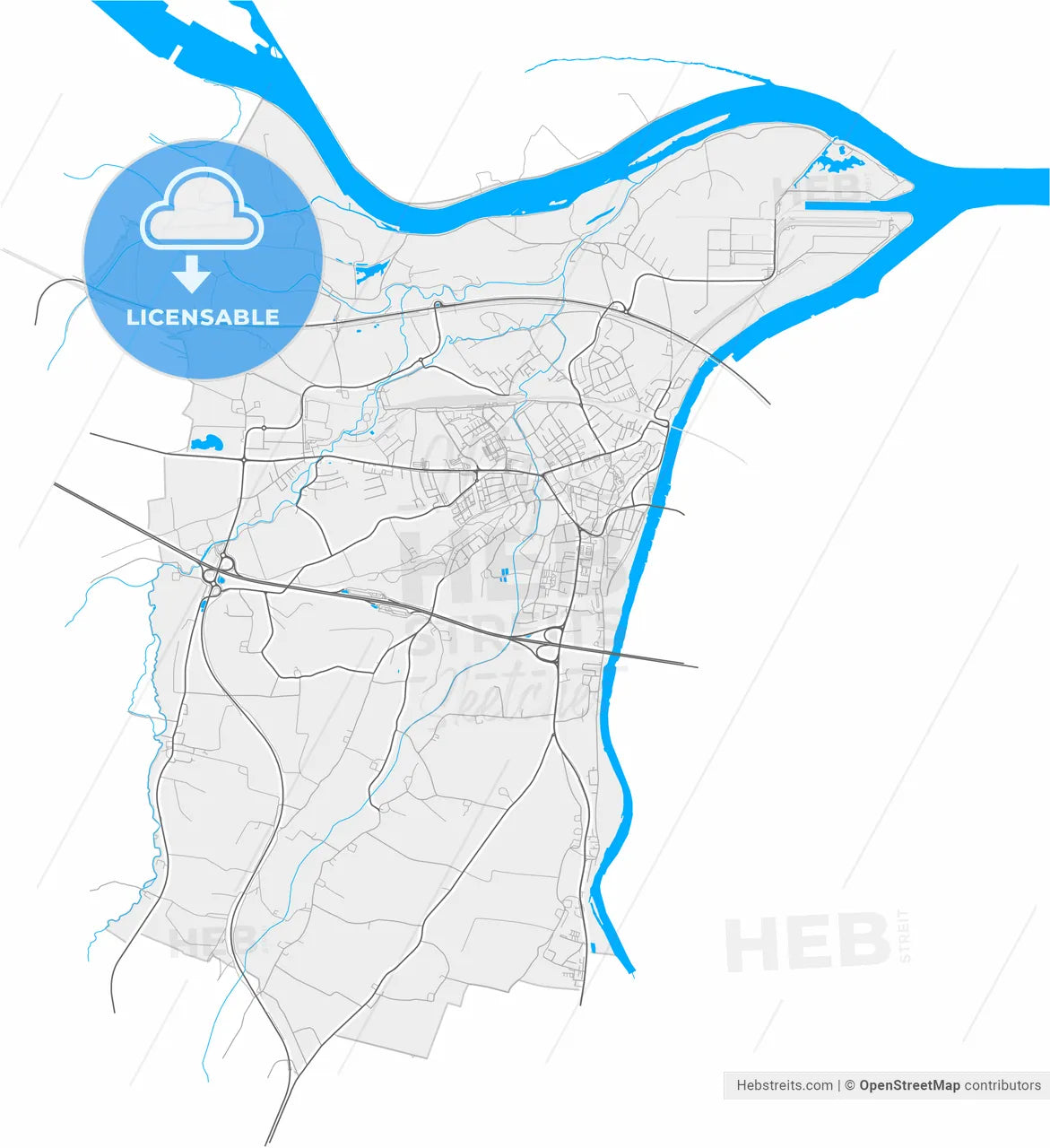 Enns, Upper Austria, Austria, high resolution vector map - Instant download PDF and JPG