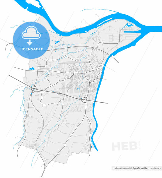 Enns, Upper Austria, Austria, high resolution vector map - Instant download PDF and JPG