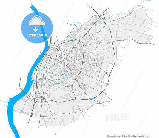 Valence, Drôme, France, high resolution vector map - Instant download PDF and JPG
