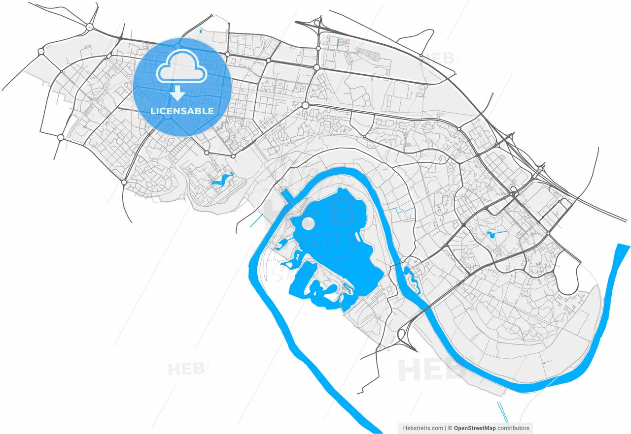 Cergy, Val-d Oise, France, high resolution vector map - Instant download PDF and JPG