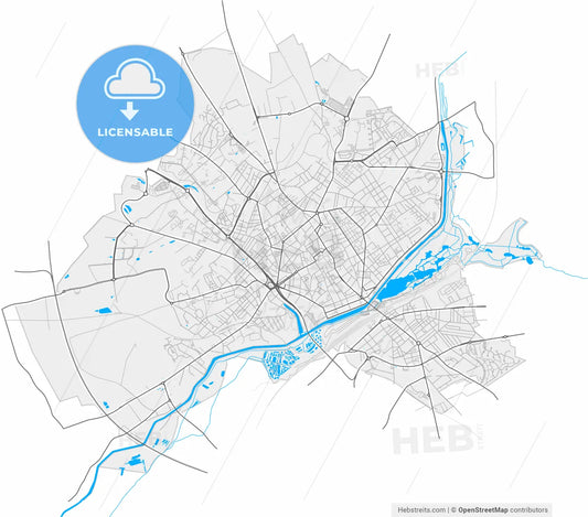 Saint-Quentin, Aisne, France, high resolution vector map - Instant download PDF and JPG