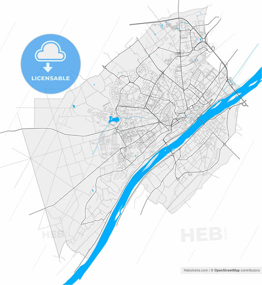 Blois, Loir-et-Cher, France, high resolution vector map - Instant download PDF and JPG