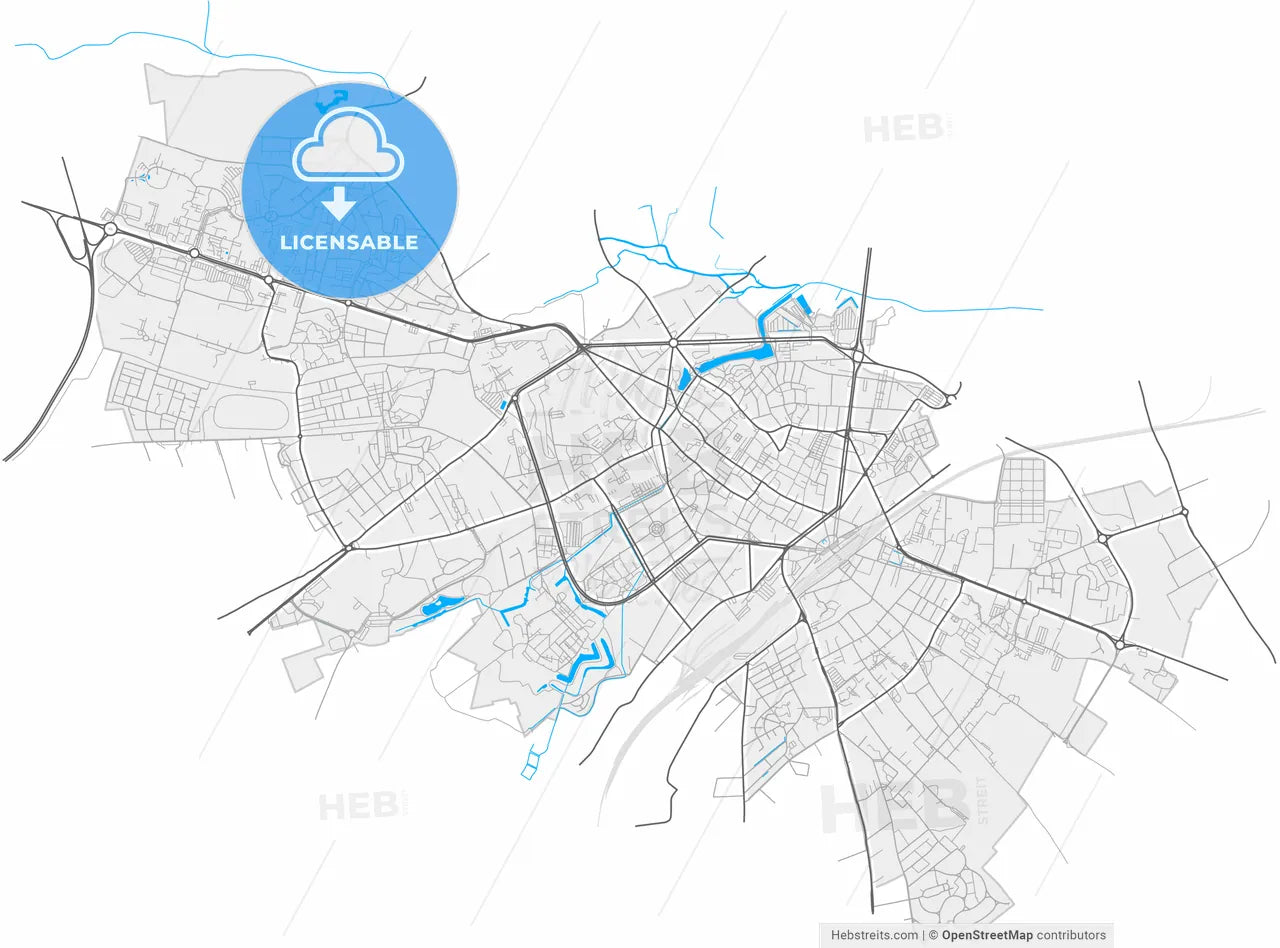 Arras, Pas-de-Calais, France, high resolution vector map - Instant download PDF and JPG