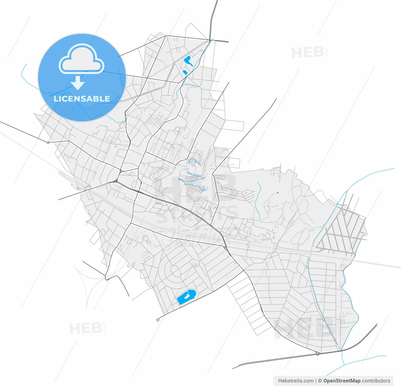 Gagny, Seine-Saint-Denis, France, high resolution vector map - Instant download PDF and JPG
