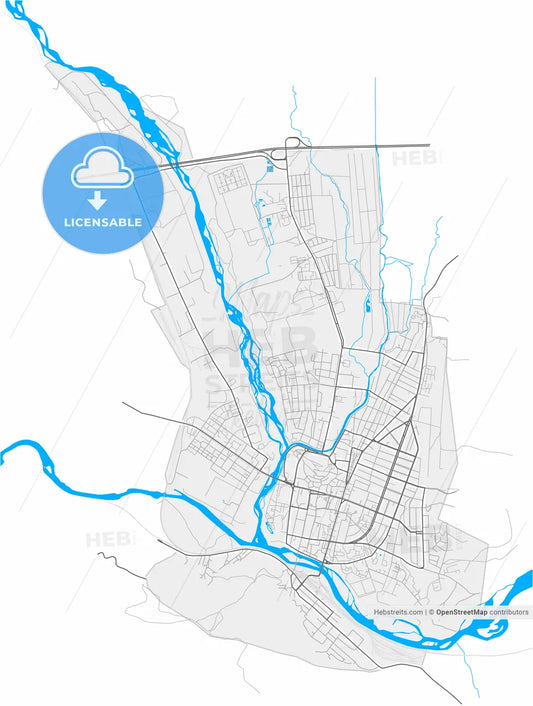 Gori, Shida Kartli, Georgia, high resolution vector map - Instant download PDF and JPG
