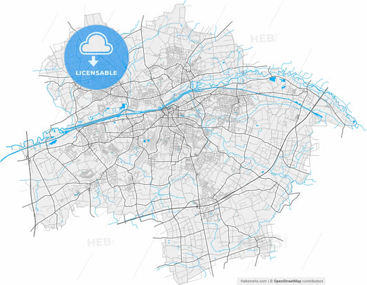 Hamm, North Rhine-Westphalia, Germany, high resolution vector map - Instant download PDF and JPG
