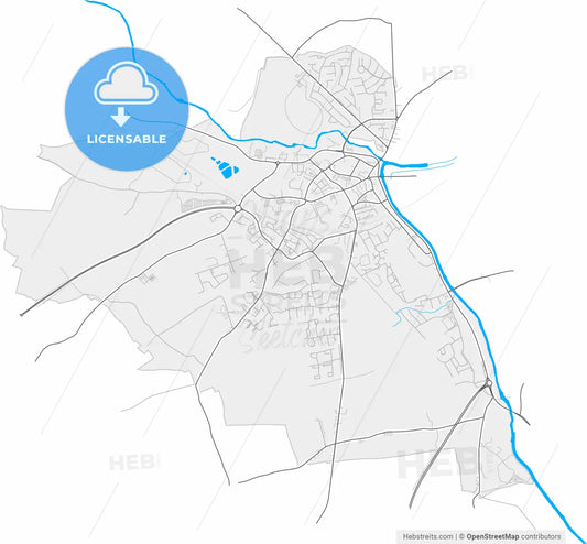 Navan, County Meath, Ireland, high resolution vector map - Instant download PDF and JPG
