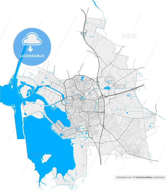 Bergen op Zoom, North Brabant, Netherlands, high resolution vector map - Instant download PDF and JPG