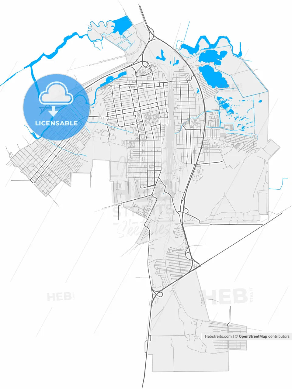 Bataysk, Rostov Oblast, Russia, high resolution vector map - Instant download PDF and JPG
