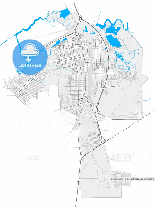 Bataysk, Rostov Oblast, Russia, high resolution vector map - Instant download PDF and JPG