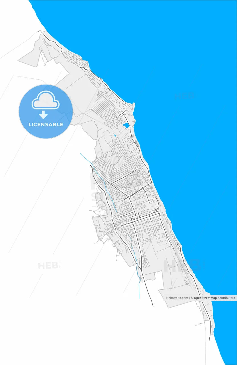 Derbent, Republic of Dagestan, Russia, high resolution vector map - Instant download PDF and JPG