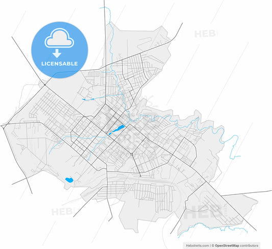 Bugulma, Republic of Tatarstan, Russia, high resolution vector map - Instant download PDF and JPG
