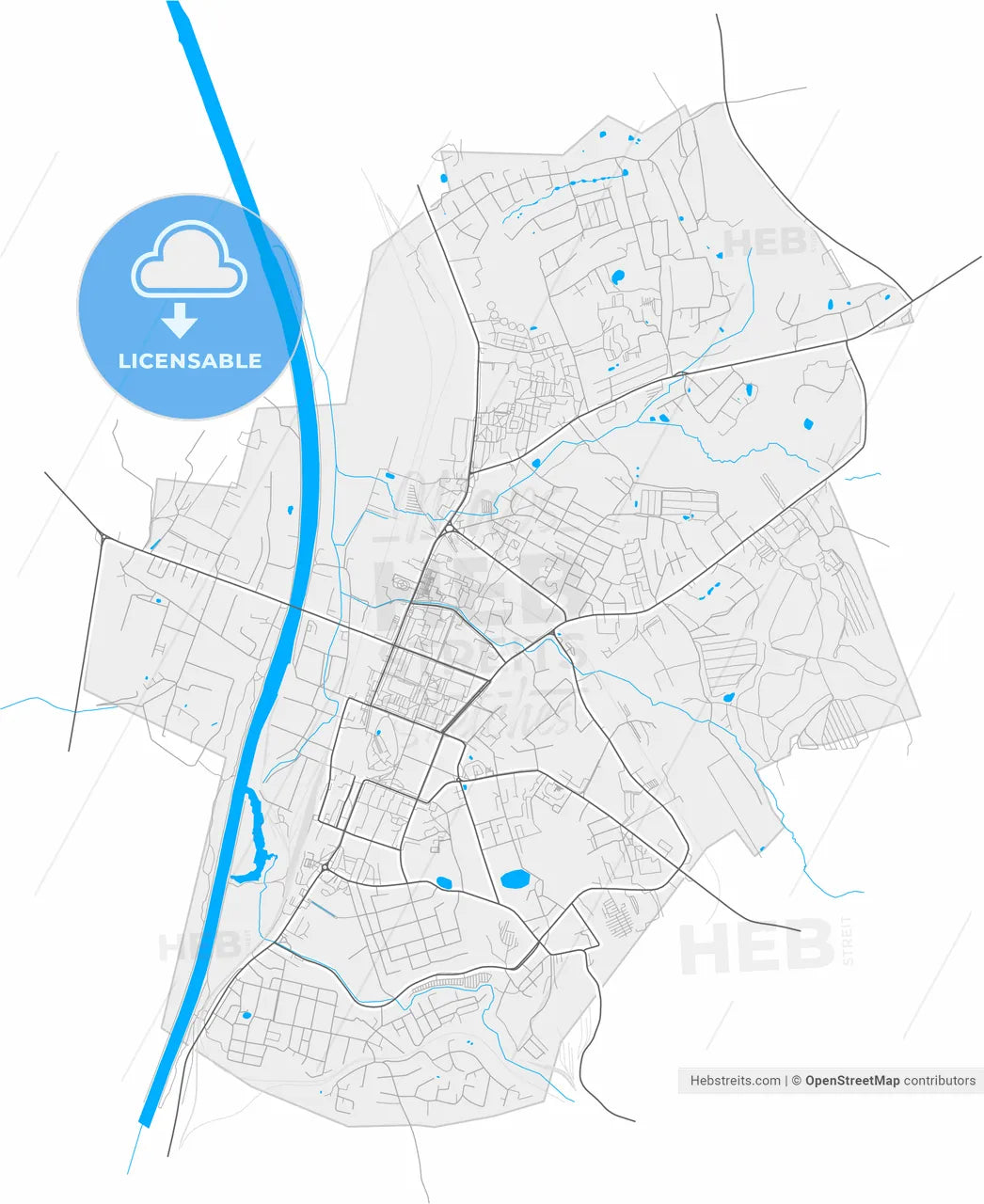 Dmitrov, Moscow Oblast, Russia, high resolution vector map - Instant download PDF and JPG