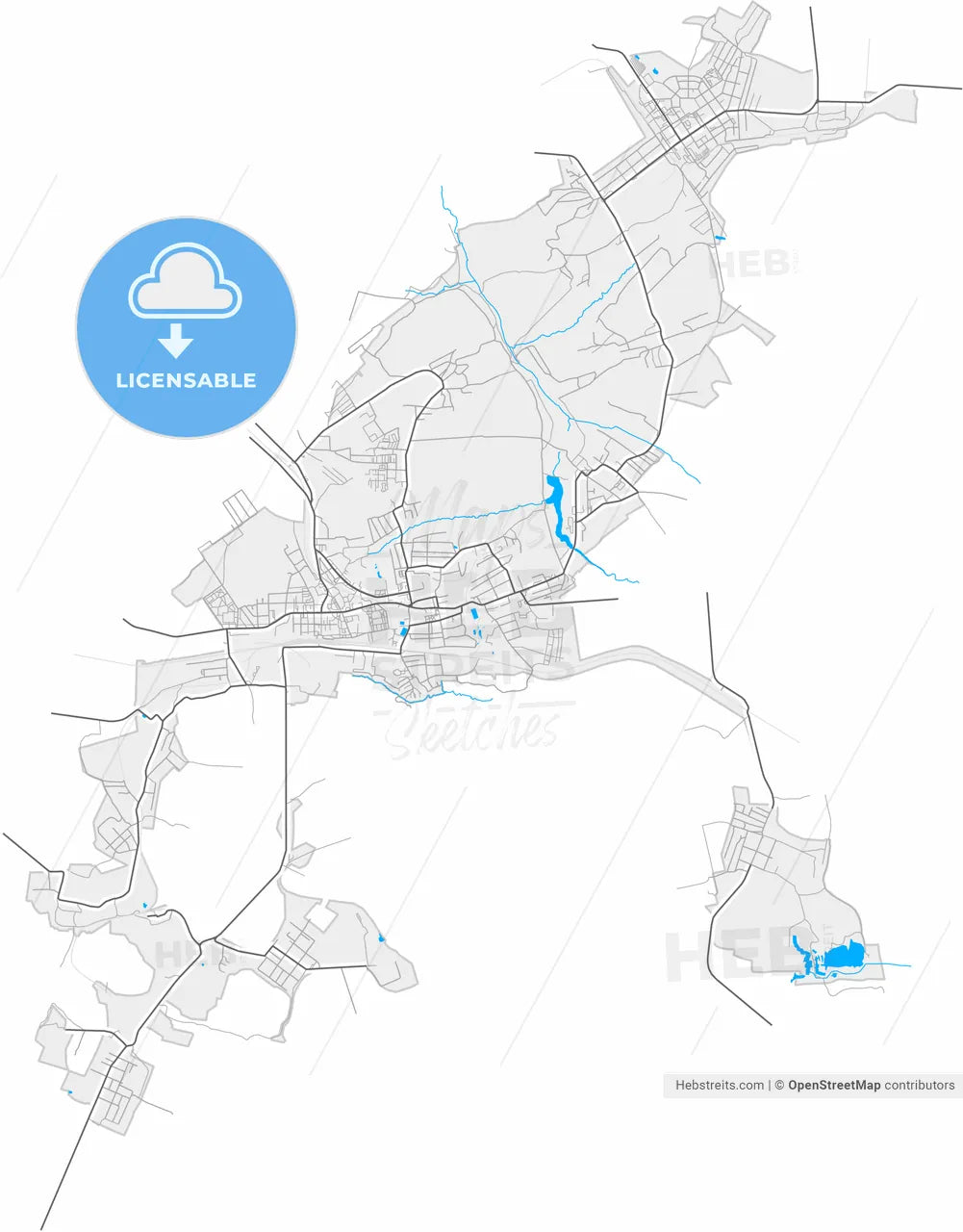 Donskoy, Tula Oblast, Russia, high resolution vector map - Instant download PDF and JPG