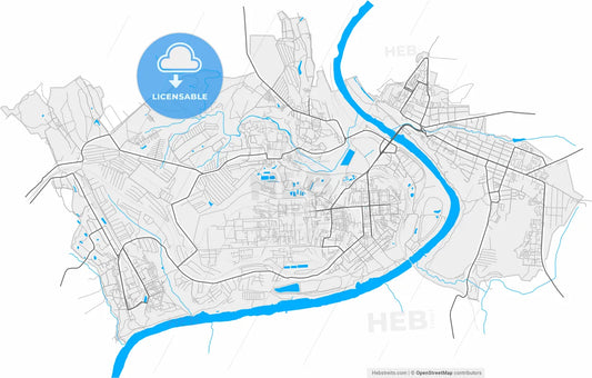 Aleksin, Tula Oblast, Russia, high resolution vector map - Instant download PDF and JPG