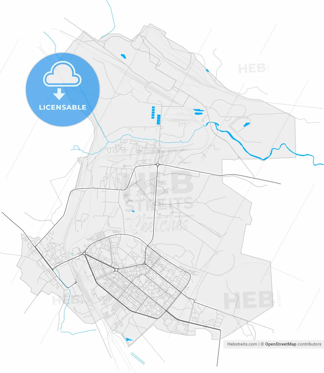 Apatity, Murmansk Oblast, Russia, high resolution vector map - Instant download PDF and JPG