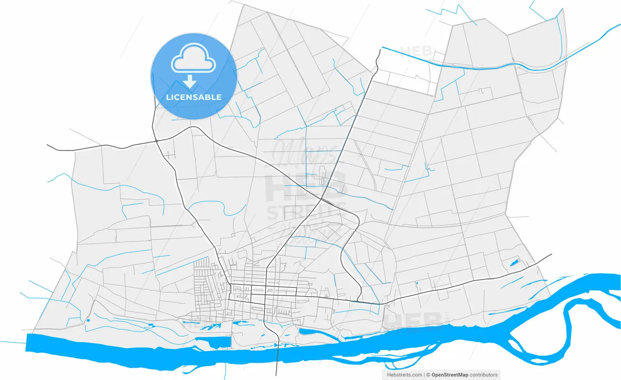 Bačka Palanka, South Bačka, Serbia, high resolution vector map - Instant download PDF and JPG