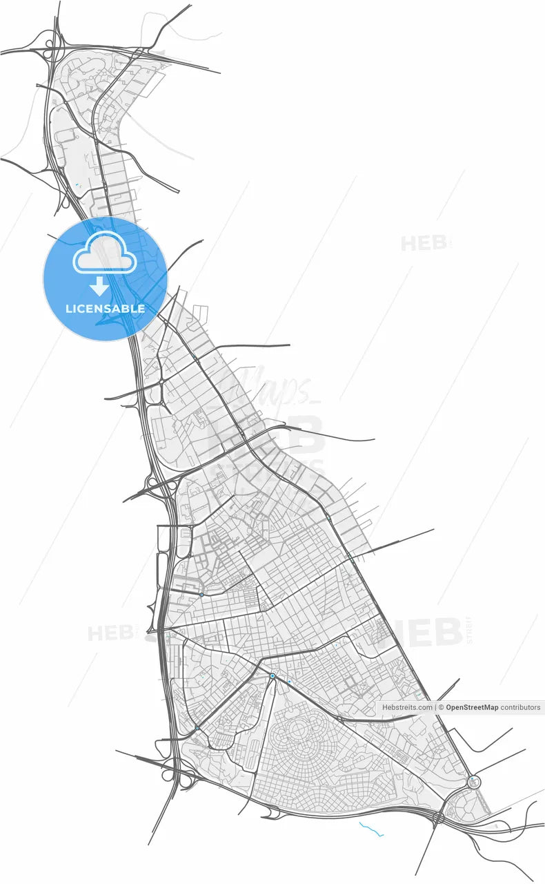 Ciudad Lineal, Madrid, Spain, high resolution vector map - Instant download PDF and JPG