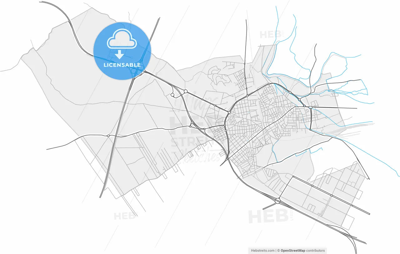Alcantarilla, Murcia, Spain, high resolution vector map - Instant download PDF and JPG