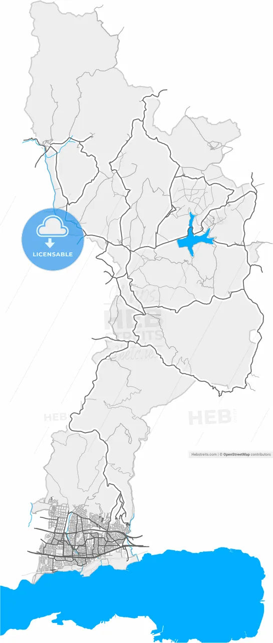 Derince, Kocaeli, Turkey, high resolution vector map - Instant download PDF and JPG