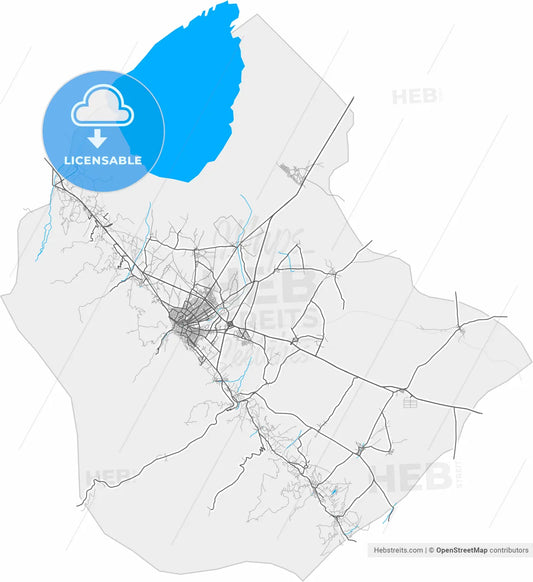 Akşehir, Konya, Turkey, high resolution vector map - Instant download PDF and JPG