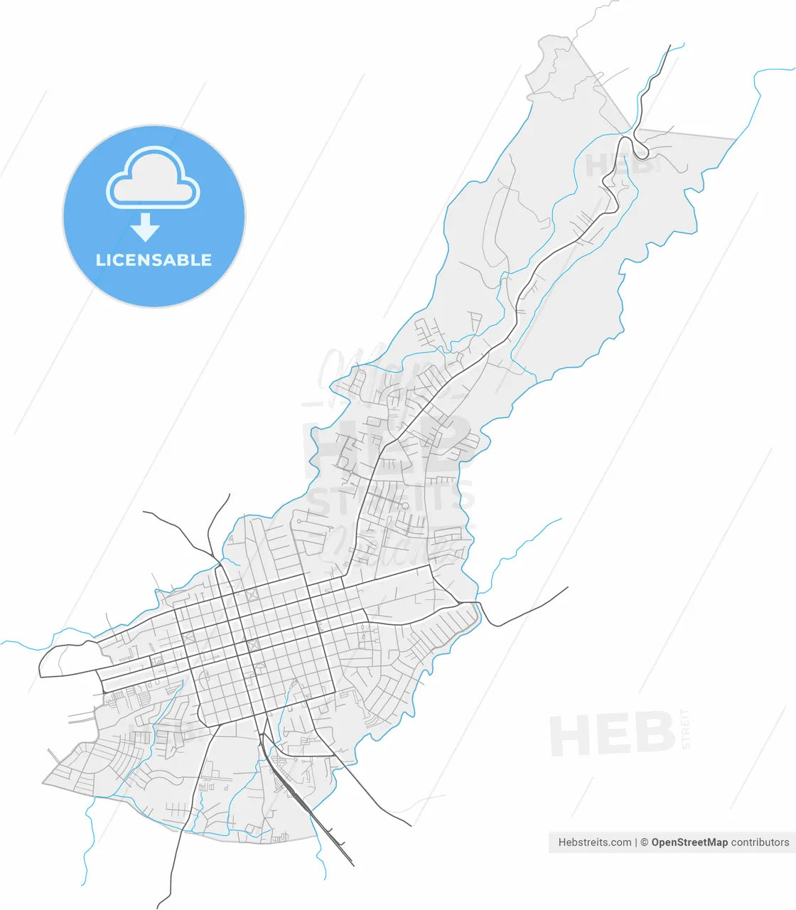 Alajuela, Alajuela, Costa Rica, high resolution vector map - Instant download PDF and JPG