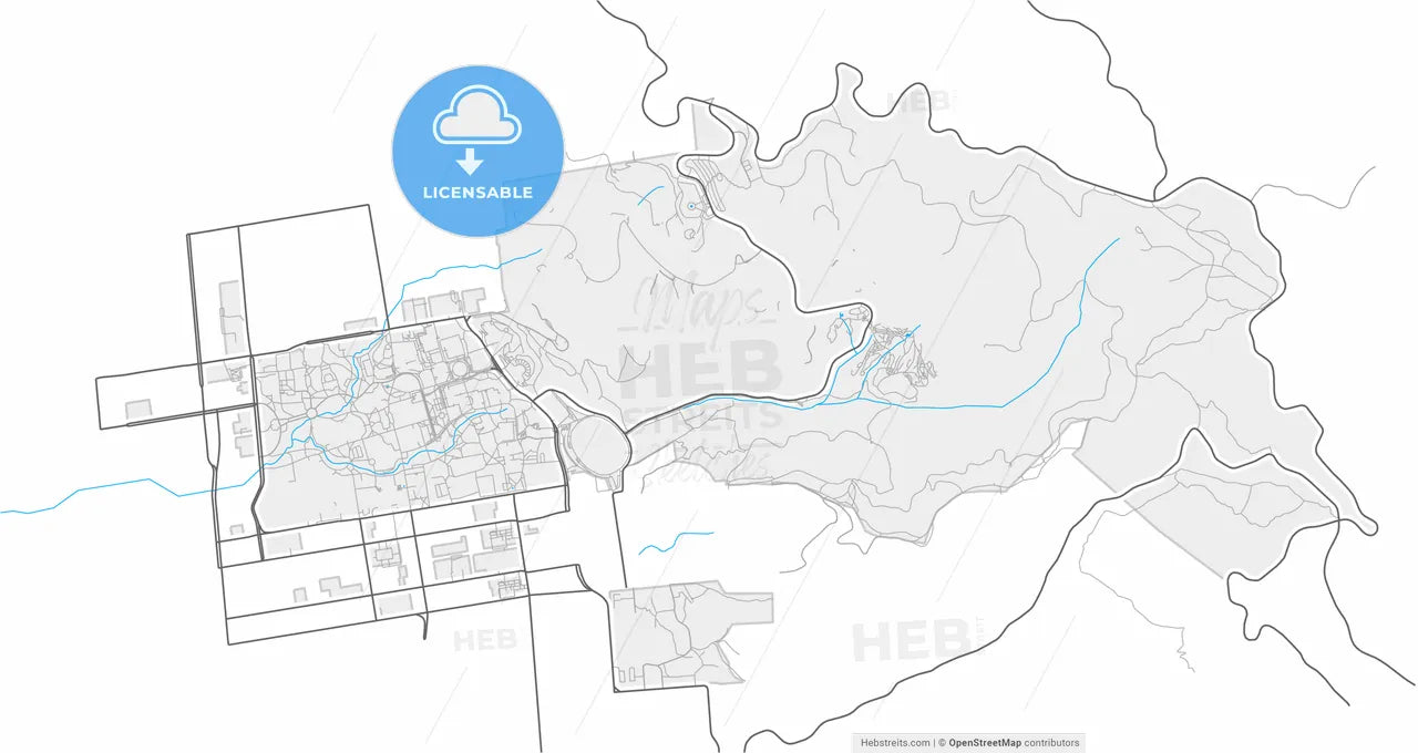 Berkeley, California, United States, high resolution vector map - Instant download PDF and JPG