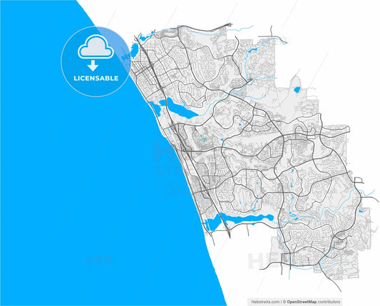 Carlsbad, California, United States, high resolution vector map - Instant download PDF and JPG