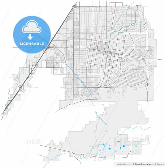Hesperia, California, United States, high resolution vector map - Instant download PDF and JPG