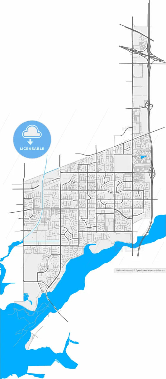 Eastvale, California, United States, high resolution vector map - Instant download PDF and JPG