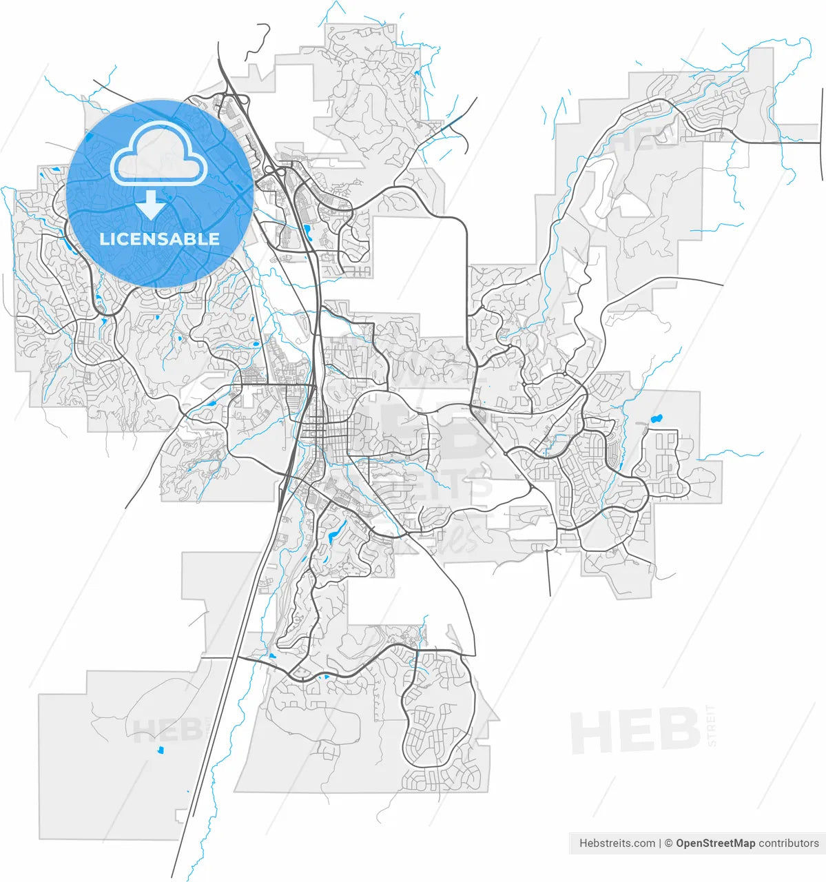 Castle Rock, Colorado, United States, high resolution vector map - Instant download PDF and JPG