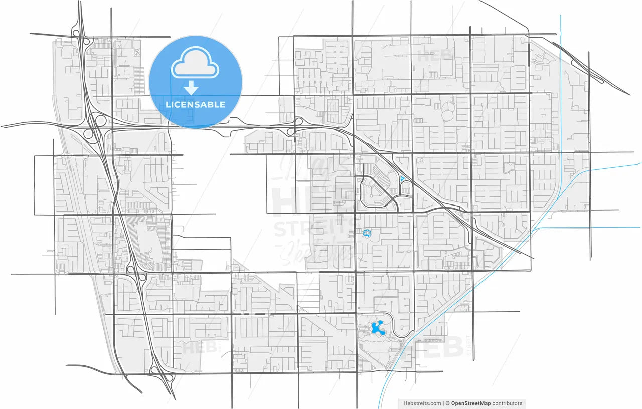 Cerritos, California, United States, high resolution vector map - Instant download PDF and JPG